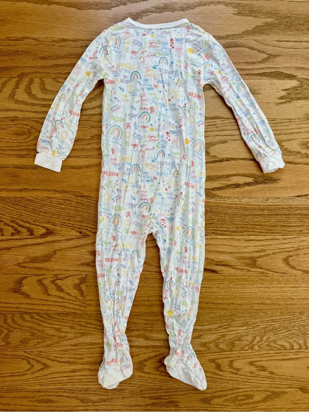 Magnetic Me White Footed One-Piece with Pastel Rainbow Print